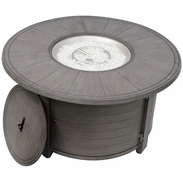 HomeRoots 42000 BTU 44" Gray Aluminum Round Propane Fire Pit Table with Cover for Cozy Outdoor Gatherings 479065