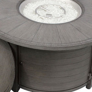 HomeRoots 42000 BTU 44" Gray Aluminum Round Propane Fire Pit Table with Cover for Cozy Outdoor Gatherings 479065