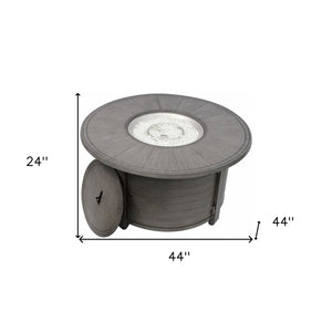 HomeRoots 42000 BTU 44" Gray Aluminum Round Propane Fire Pit Table with Cover for Cozy Outdoor Gatherings 479065