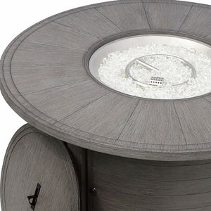 HomeRoots 42000 BTU 44" Gray Aluminum Round Propane Fire Pit Table with Cover for Cozy Outdoor Gatherings 479065