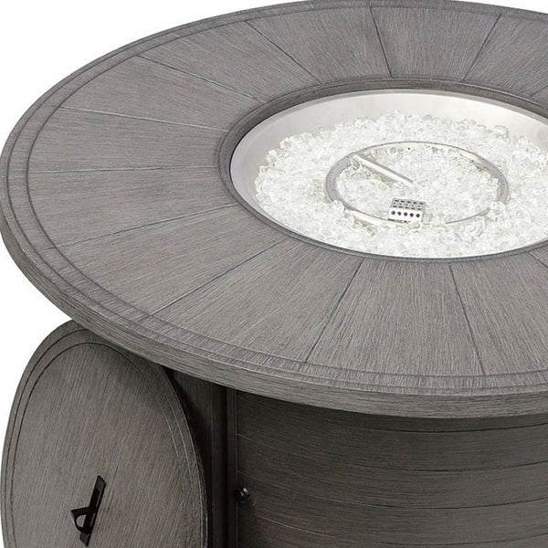 HomeRoots 42000 BTU 44" Gray Aluminum Round Propane Fire Pit Table with Cover for Cozy Outdoor Gatherings 479065