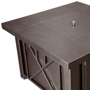 HomeRoots 40000 BTU Square Propane Fire Pit Table in Antiqued Bronze - Stylish, Durable, and Easy to Use! 479073