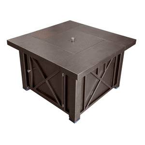 HomeRoots 40000 BTU Square Propane Fire Pit Table in Antiqued Bronze - Stylish, Durable, and Easy to Use! 479073