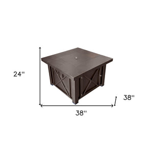 HomeRoots 40000 BTU Square Propane Fire Pit Table in Antiqued Bronze - Stylish, Durable, and Easy to Use! 479073