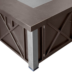 HomeRoots 40000 BTU Square Fire Pit Table - Antiqued Bronze & Silver Finish for Stylish Outdoor Gatherings 479074