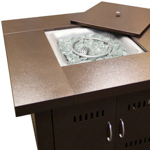 HomeRoots 40000 BTU Antiqued Bronze Steel Square Propane Fire Pit Table - Stylish, Durable & Cozy Outdoor Essential 479075