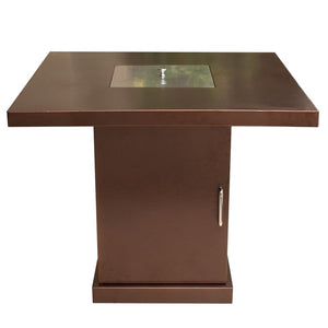HomeRoots 40000 BTU Square Propane Fire Pit Table with Antiqued Bronze & Gold Finish, Cover & Adjustable Flame 479077