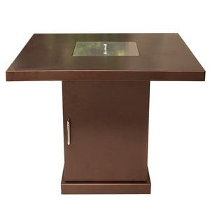 HomeRoots 40000 BTU Square Propane Fire Pit Table with Antiqued Bronze & Gold Finish, Cover & Adjustable Flame 479077