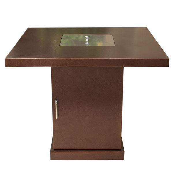 HomeRoots 40000 BTU Square Propane Fire Pit Table with Antiqued Bronze & Gold Finish, Cover & Adjustable Flame 479077