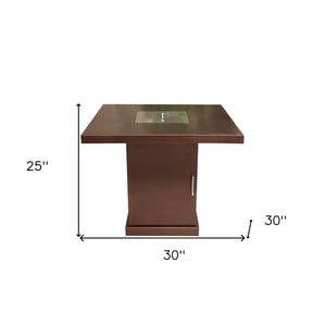 HomeRoots 40000 BTU Square Propane Fire Pit Table with Antiqued Bronze & Gold Finish, Cover & Adjustable Flame 479077