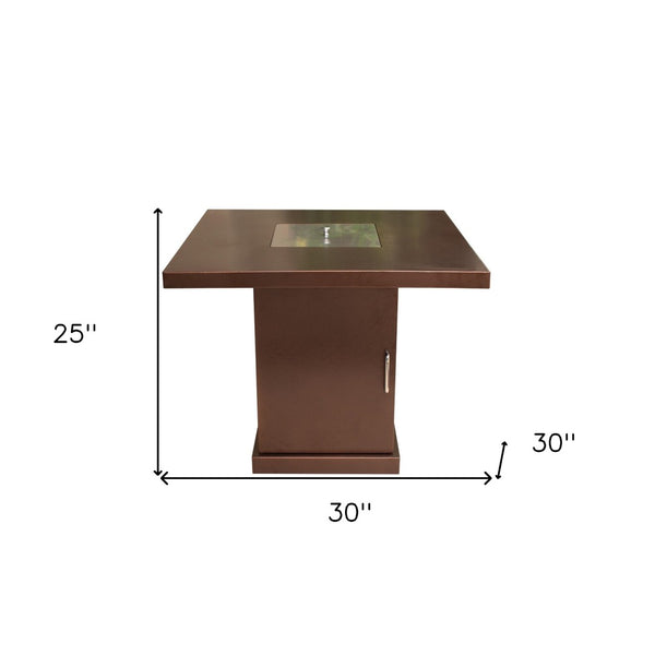 HomeRoots 40000 BTU Square Propane Fire Pit Table with Antiqued Bronze & Gold Finish, Cover & Adjustable Flame 479077