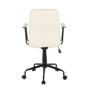 English Elm Office Chair with Faux Leather Upholstery Pneumatic Swivel Seat for Modern Workspaces Cream B202P474195