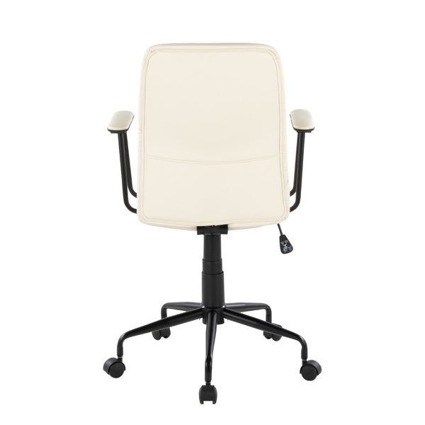English Elm Office Chair with Faux Leather Upholstery Pneumatic Swivel Seat for Modern Workspaces Cream B202P474195