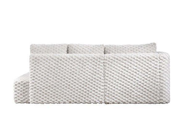 English Elm Manya Ivory Corduroy Sectional Sofa with Right-Facing Loveseat & Left Chaise, 2 Toss Pillows, 96" B2726S00534