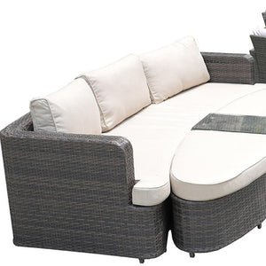 Eleven Piece Outdoor Wicker Conversation Set with Fire Pit Table for Patio Entertaining