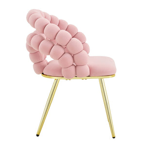 English Elm Modern Velvet Bubble Back Dining Accent Chair Set Glam Sculpted Upholstered Seating Gold,Pink W3875P446132