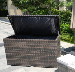 Ten Piece Outdoor Wicker Seating Group with Fire Pit Table for Patio and Garden Entertaining