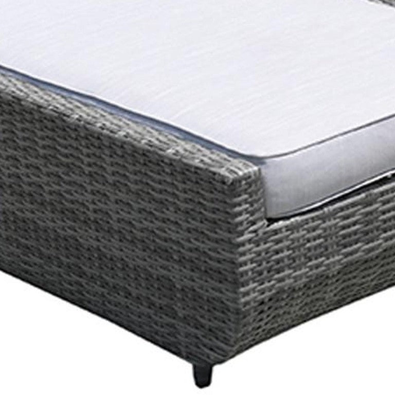 HomeRoots Nine Piece Outdoor Wicker Conversation Set with Fire Pit and Gray Cushions 479142