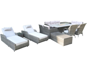 Twelve Piece Wicker Patio Conversation Set with Fire Pit Table for Outdoor Entertaining