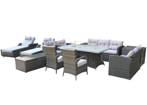 Twelve Piece Wicker Patio Conversation Set with Fire Pit Table for Outdoor Entertaining