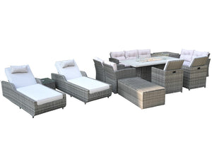 HomeRoots Twelve Piece Wicker Patio Conversation Set with Fire Pit Table for Outdoor Entertaining 43" W x 77" H x 40" D - B 479154