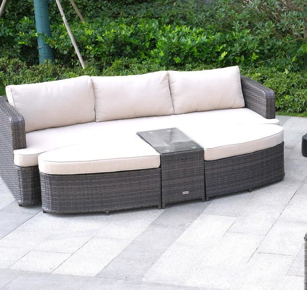 Eleven Piece Outdoor Wicker Conversation Set with Fire Pit Table for Patio Entertaining