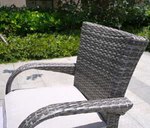 Seven Piece Outdoor Wicker Conversation Set with Fire Pit Table for Patio Entertaining