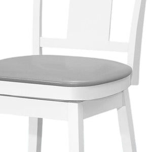 HomeRoots Set of Two Modern Gray Faux Leather & White Wood Swivel Bar Chairs for Stylish Dining Spaces 479162