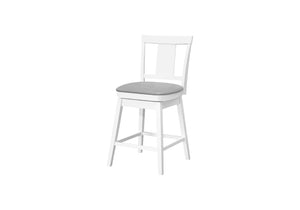 HomeRoots Set of Two Modern Gray Faux Leather & White Wood Swivel Bar Chairs for Stylish Dining Spaces 479162