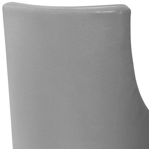 HomeRoots Set of Two Stylish Gray Faux Leather Bar Height Swivel Stools with Solid Wood Frame & Comfort Design 479168