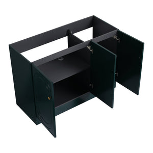 English Elm 48" Modern Freestanding Bathroom Vanity with Integrated Basin, Adjustable Shelf & 3 Metal Handles Dark Green W999P241075