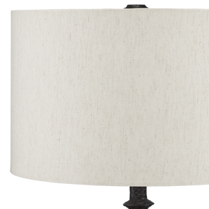 Gallo Bronze Table Lamp - Chic Industrial Design with Natural Linen Shade and Cast Aluminum Body