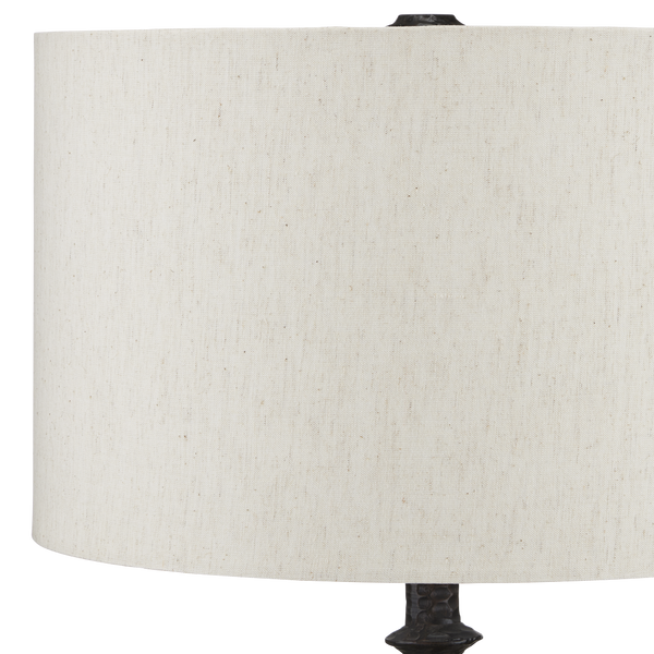 Gallo Bronze Table Lamp - Chic Industrial Design with Natural Linen Shade and Cast Aluminum Body