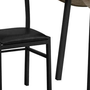 HomeRoots Three Piece Taupe and Black Round Dining Set: Space-Saving Table with Two Stylish Chairs 479237