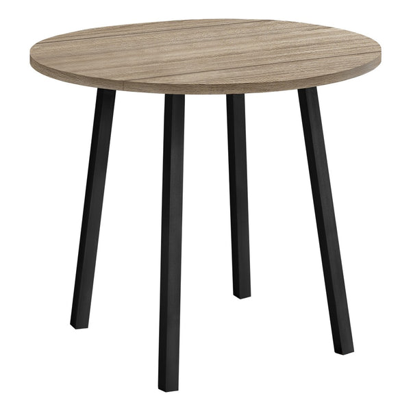 Homeroots Three Piece Taupe And Black Round Dining Set With 2 Stylish Slat Back Chairs For Cozy Meals  Mdf,Foam,Laminate,Metal,Polyurethane,Leather,Look 479237