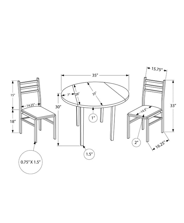 Homeroots Three Piece Taupe And Black Round Dining Set With 2 Stylish Slat Back Chairs For Cozy Meals  Mdf,Foam,Laminate,Metal,Polyurethane,Leather,Look 479237