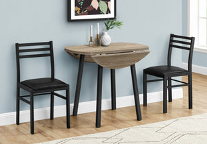 Homeroots Three Piece Taupe And Black Round Dining Set With 2 Stylish Slat Back Chairs For Cozy Meals  Mdf,Foam,Laminate,Metal,Polyurethane,Leather,Look 479237