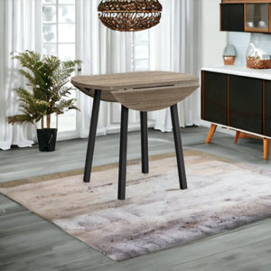 Homeroots Three Piece Taupe And Black Round Dining Set With 2 Stylish Slat Back Chairs For Cozy Meals  Mdf,Foam,Laminate,Metal,Polyurethane,Leather,Look 479237