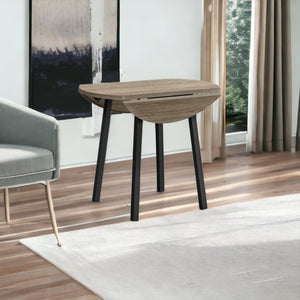 Homeroots Three Piece Taupe And Black Round Dining Set With 2 Stylish Slat Back Chairs For Cozy Meals  Mdf,Foam,Laminate,Metal,Polyurethane,Leather,Look 479237