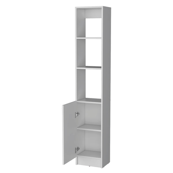 English Elm Brenda Tall Linen Cabinet for Bathroom — Slim 70.87" Storage Tower with 1 Door, Hidden & Open Shelves, Modern Design White 46.07 L x 18.9 W x 5.12 H B128P189936
