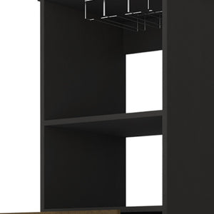 HomeRoots 18" Black Bar Cabinet - Elegant Storage Solution with Two Drawers for Space-Saving Organization 479251