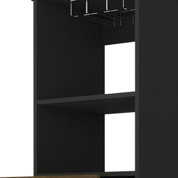 HomeRoots 18" Black Bar Cabinet - Elegant Storage Solution with Two Drawers for Space-Saving Organization 479251