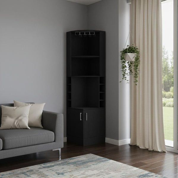 18 Inch Wood Corner Bar Cabinet Dual Door Storage for Stylish Home Entertaining