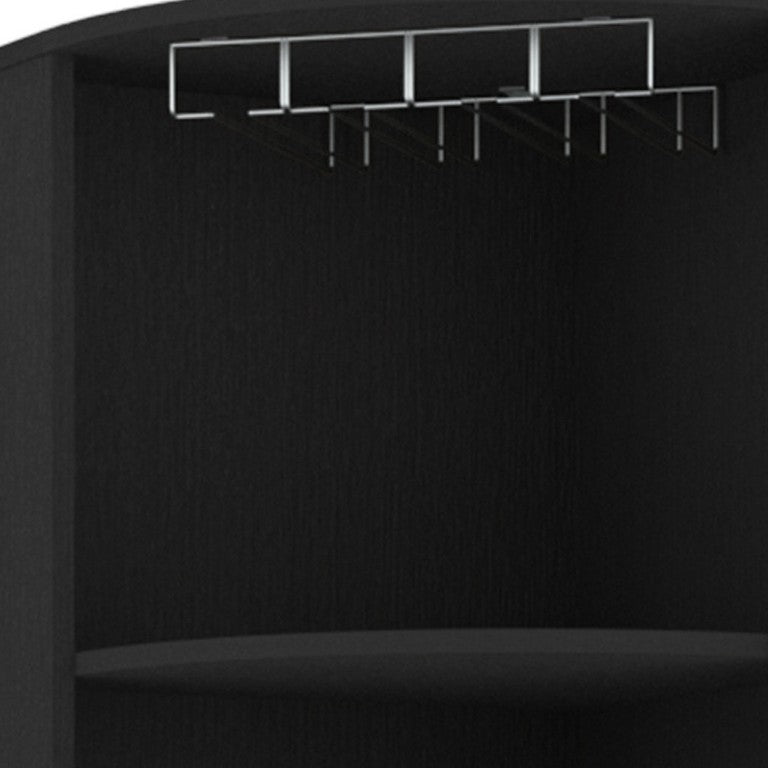 HomeRoots 18 Inch Wood Corner Bar Cabinet Dual Door Storage for Stylish Home Entertaining Black 479252