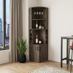 18 Inch Wood Corner Bar Cabinet Dual Door Storage for Stylish Home Entertaining