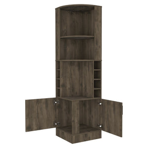 18 Inch Wood Corner Bar Cabinet Dual Door Storage for Stylish Home Entertaining