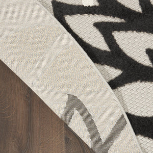 HomeRoots 8' X 8' Black and White Indoor/Outdoor Area Rug – Durable, Elegant, and Easy-Care for High-Traffic Spaces 479269