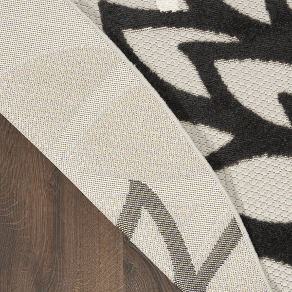 HomeRoots 8' X 8' Black and White Indoor/Outdoor Area Rug – Durable, Elegant, and Easy-Care for High-Traffic Spaces 479269