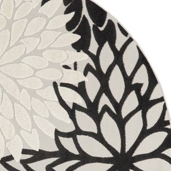 HomeRoots 8' X 8' Black and White Indoor/Outdoor Area Rug – Durable, Elegant, and Easy-Care for High-Traffic Spaces 479269