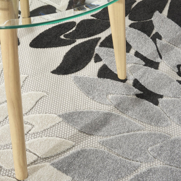 HomeRoots 8' X 8' Black and White Indoor/Outdoor Area Rug – Durable, Elegant, and Easy-Care for High-Traffic Spaces 479269